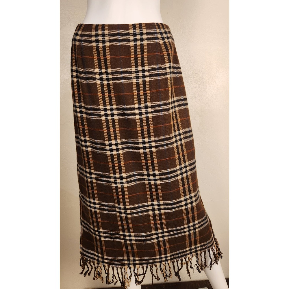 Worthington Plaid Wool‑Blend Lined Midi Skirt 8 Petite